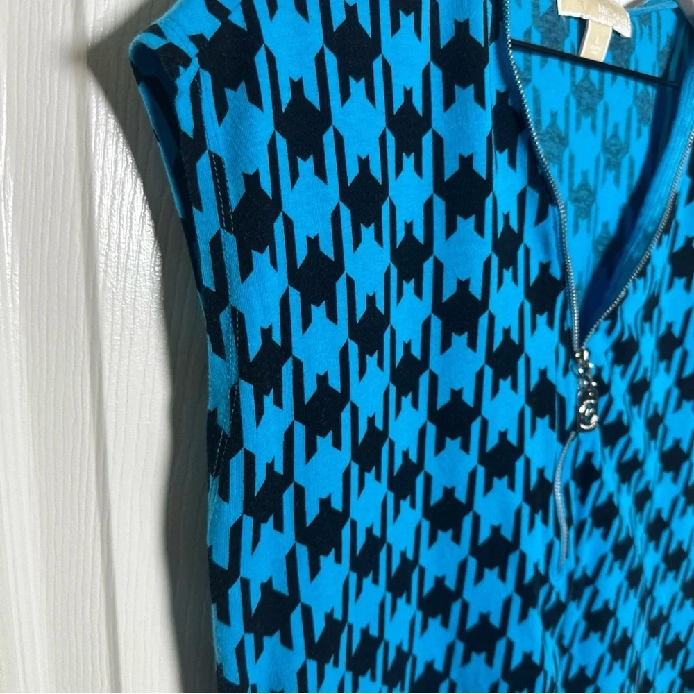 Michael Kors Graphic Sleeveless Blue and Black Blouse - Picture 6 of 13